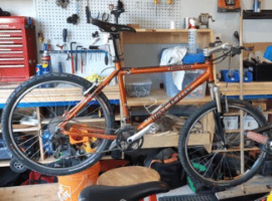 bicyle in bike rack ready for repair