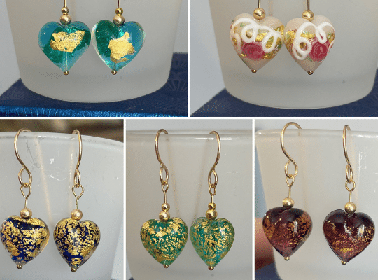 Murano Glass Heart Earrings Rocky Isle Jewelry