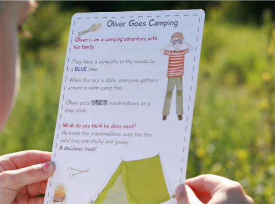 Oliver goes camping story card