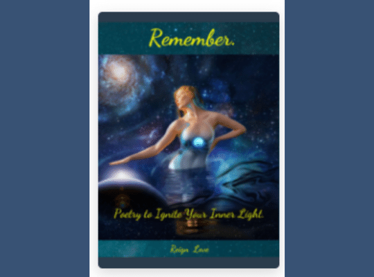 A woman floating in the night sky with the text above her reading: Remember 