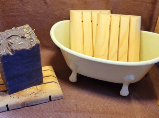 Mudders Soap needs Fadder's pine soap holder - made in the shed