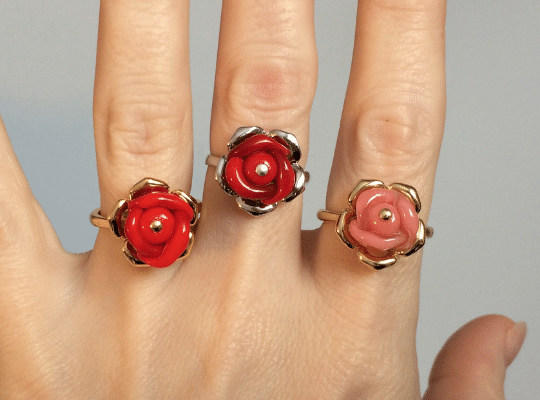 Three Glass Rose Rings Rocky Isle Jewelry