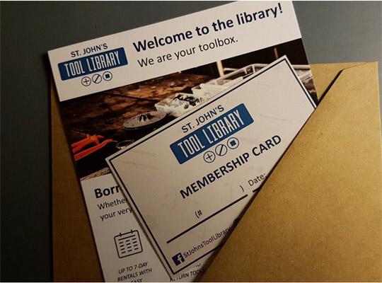 a tool library membership card and brochure