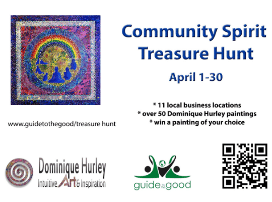 Dominique Hurley's Community Spirit Treasure Hunt on April 1st poster.