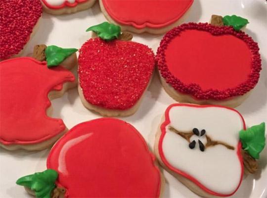red apple cookie art cookies