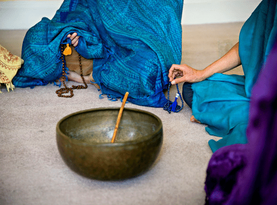 Meditation Circle with a bell bowl at The Lotus Centre