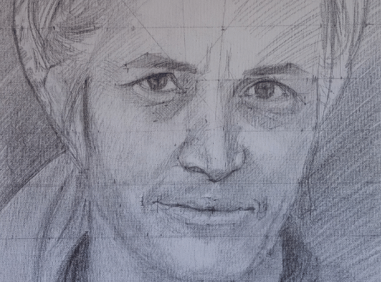 line sketch portrait of a woman