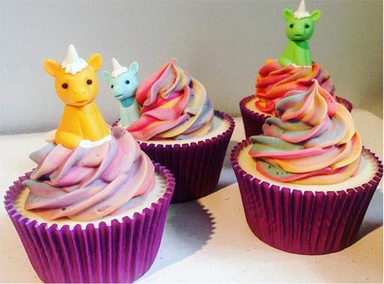 Tvål soap shaped like cupcakes topped with unicorns